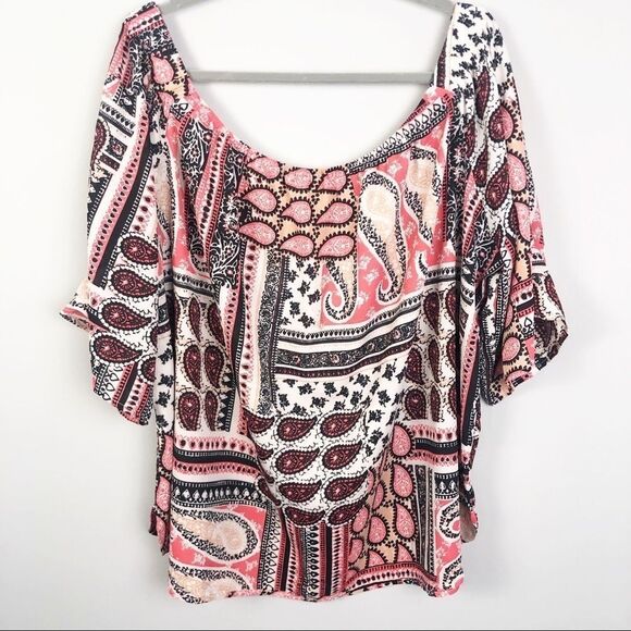 FRINGE BENEFITS | Patchwork Off the Shoulder Top Women’s Plus Size 3X - Picture 1 of 7